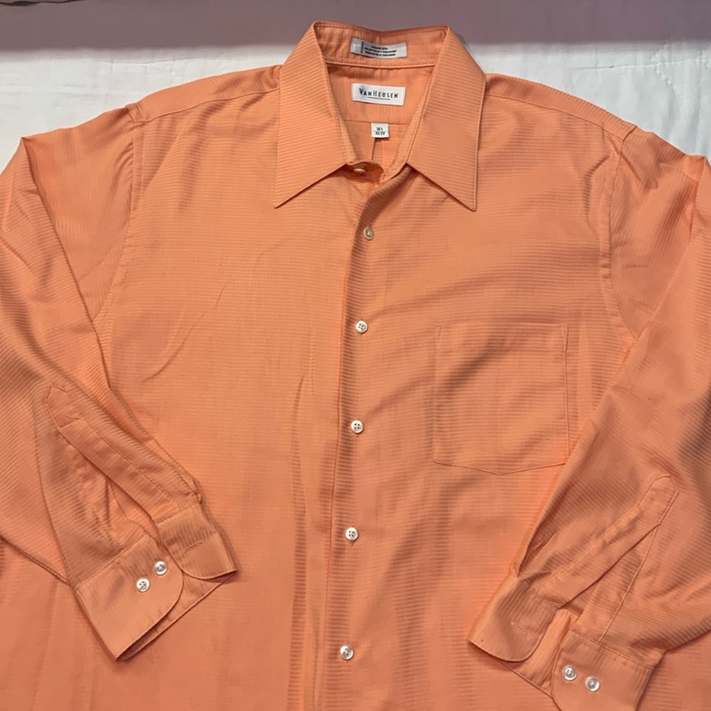 Van Heusen Orange Creamsicle Long Sleeve Button Down Dress Shirt 16.5 32/33